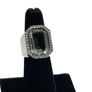 Swarovski Black Crystal Meteor Statement Gunmetal Tone Ring Size 6.5